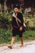 �ena z horsk�ho kmene Khmu na tr�i�ti v Muang Sing. Laos.