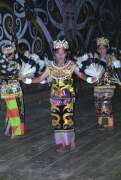 Tradi�n� dayack� tanec. Vesnice Long Ampung. Kalimantan, Indon�sie.
