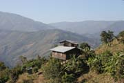 Okol� vesnice Mindat. Provincie Chin. Myanmar (Barma).