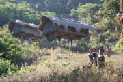 Tradi�n� domy lid� Chin. Vesnice Kyartho, provincie Chin. Myanmar (Barma).